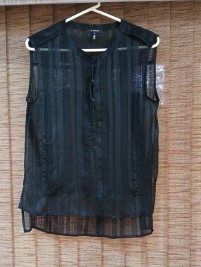 Sleeveless Black Sheer Stripe Camisole Top